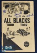 1949 NZ All Blacks Rugby Tour to S Africa Guide: 28pp small Shell guide to the tour signed by 28 All