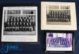 1955 British & I Lions Large Squad Rugby Photographs etc (3): 44cm x 44 cm square beautifully mf&g