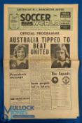 1975 Australia v Manchester Utd tour match official programme 8 page newspaper version green/white
