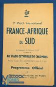Scarce 1952 France v S Africa Rugby programme: Not often seen, the issue from the Springbok visit to
