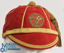 Great Britain Rugby League International Cap: In pristine condition, bright scarlet with RL badge