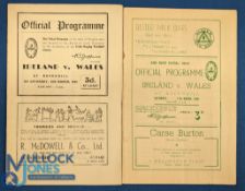 Ireland v Wales Rugby Programmes (2): Both at Ravenhill, Belfast, from Irish (1948) and Wales (1950)