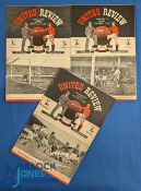 1948/49 Manchester Utd home match programmes Huddersfield Town, Burnley, Bournemouth (FAC); fair/