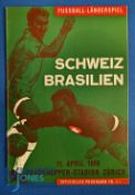 1956 Switzerland v Brazil international friendly match programme 11 April 1956 at the Grasshopper