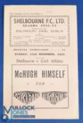 1951/52 Shelbourne v Cork Athletic FA of Ireland league match programme, 4 pager, dated 23