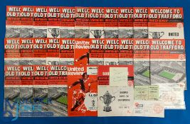 1974/75 Manchester Utd complete league season plus cup ties, programmes nos. 1 - 28 (less no. 3