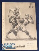 1954 Germany 'B' v England 'B' international match programme at Gelsenkirchen 24 March 1954, team