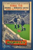 1952 FAC final match programme Arsenal v Newcastle Utd at Wembley 3 May 1952; rusty staple, small