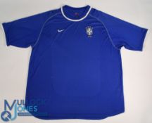 Brazil International 2000 away football shirt Nike, four stars above badge, in blue, short sleeve,