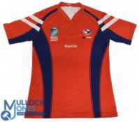 USA Match worn RWC 2007 Rugby Jersey: Official red USA RWC issue, looks match worn and washed,
