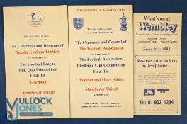 1983 Liverpool v Manchester Utd Milk Cup final at Wembley Table plan/list of guests/menu for the