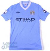2011/12 Gael Clichy No 22 Manchester City match worn home football shirt - Umbro/Etihad, with