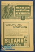 Scarce and Rare -1939/40 Football League Jubilee Benevolent Fund Chelsea v Bolton Wanderers souvenir
