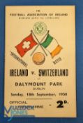 Pre-War 1938 official international match programme Ireland v Switzerland at Dalymount Park,