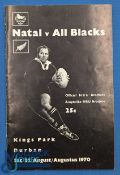 NZ 1970 v Natal & Combined Universities Rugby Programmes (2): 40pp compact & format, striking b/w