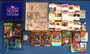 Topps Match Attax Football Cards: a box of assorted swap cards, tins, a full plastic trading card