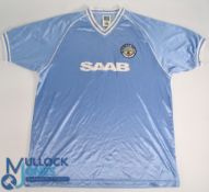 Manchester City 1982 Score Draw home football shirt Saab, in blue, short sleeve, size XL
