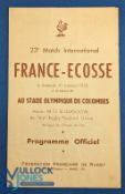 1953 France v Scotland Rugby programme: Usual free postwar 4pp thin-paper issue, in a creased but