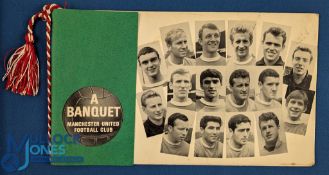 1965 Manchester Utd Div. 1 league championship celebration Banquet, Menu and Events photographic