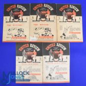 1947/48 Manchester United home football programmes (5) v Grimsby Town, Blackpool (poor), Preston