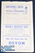 1956/57 FAC Hartlepools Utd v Manchester Utd 3rd round tie match programme, 4 pager, no. 4353