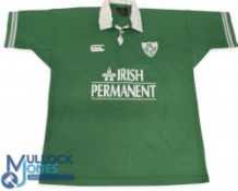 Ireland Rugby Jersey: Early 2000s, probably, match-prepared Irish Permanent sponsored emerald