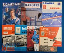 Selection of Rangers friendly match home programmes v Arsenal to include 1966/67 (6 August), 1968/69