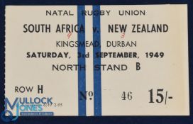 1949 NZ All Blacks Rugby Tour to S Africa 2nd Test Match Ticket: Large buff & yellow grandstand