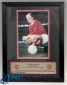 Bobby Charlton Manchester United Signed Colour Photograph, mounted and framed - size #39cm x 50cm