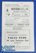 1949/50 Drumcondra v Shamrock Rovers 4 page programme 27 December 1949 at Tolka Park; score to