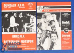 1981/82 Dundalk v Spurs (ECWC) programme 21 October 1981; 1982/83 Dundalk v Liverpool (European