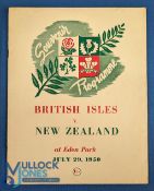 1950 British & I Lions Test Rugby Programme: Lovely extra-large format with attractive coloured