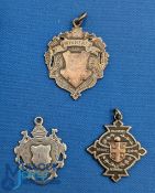 Three Silver Football Fobs: 1898 Whitton Albion Warrington Observer Cup - J Barber winners
