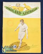 1951 Australia v England official souvenir programme green/yellow front cover 7 July 1951 at the