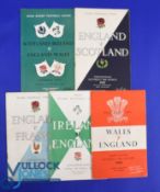 1955 England's Rugby Programmes etc (5): The homes v France (worn) and v Scotland and aways v