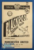 1950/51 Blackpool v Manchester Utd Div. 1 match programme 5 May 1951; team changes, o/wise fair/