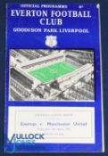 1956/57 Everton v Manchester Utd Div. 1 match programme Wednesday 6 March 1957; slight mark, team