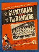 1966/67 Glentoran v Glasgow Rangers European Cup Winners match programme 27 September 1966; good. (