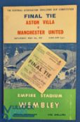 1957 FAC final programme Aston Villa v Manchester Utd at Wembley 4 May 1957; + match ticket; fair/
