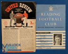 1954/55 Reading v Manchester Utd FAC 3rd round programme 8 January 1955 (fair); Manchester Utd v