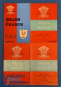 1960, 62, 64 & 66 Wales v France Rugby Programmes (4): Quartet of standard Cardiff issues, VG