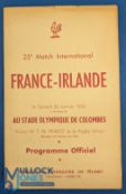Scarce 1952 France v Ireland Rugby programme: 4pp 'French Flimsy' from Colombes, VG