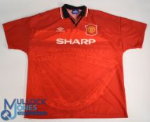 Manchester United 1994 home football shirt Umbro, Sharp, in red, short sleeve, size XXL