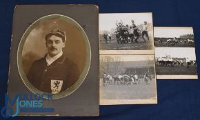 1900s Vintage Welsh Interest Rugby Photographs (4): V large mounted photo portrait in centre oval of