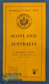 1947 Scotland v Australia Rugby Programme: Light fold & crease from this clash with the touring
