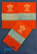 1954, 56 & 58 Wales v France Rugby Programmes (3): Standard Cardiff magazine style examples for