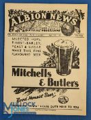 War-time 1942/43 War league WBA v Northampton Town 26 April 1943 at The Hawthorns, 4 pager, no