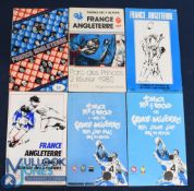 1978-1988 France v England Rugby Programmes (6): Unbroken run of six Paris issues v 'Les Rosbifs'.