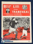 1968 British & I Lions Rugby Programme v Transvaal: Official, substantial programme from Ellis Park,