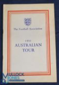 The Football Association official handbook for the 1951 Australian Tour, 16 pages, the content